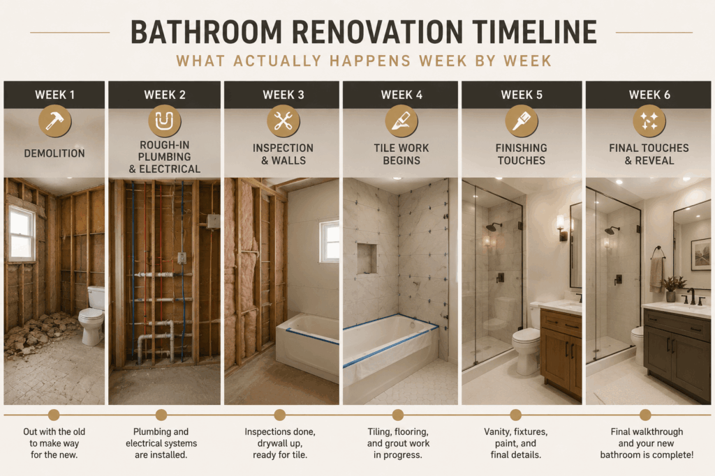Bathroom Renovation Timeline: What Actually Happens Week by Week